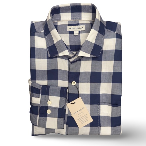 Peter Millar Oakbrook Summer Soft Cotton Sport Shirt- Atlantic Blue - Picture 11 of 11